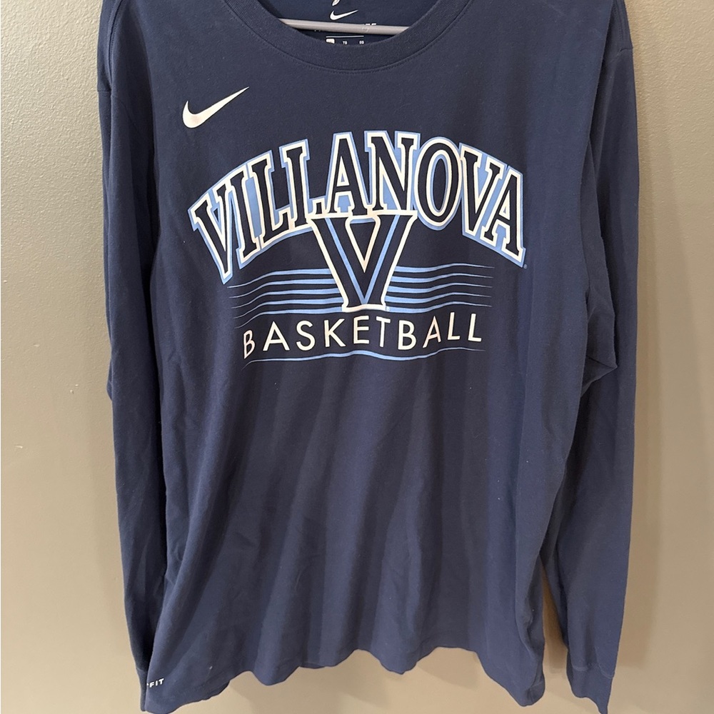 Villanova Wildcats Basketball Nike Dri Fit Blue Long Sleeve Shirt Men XL